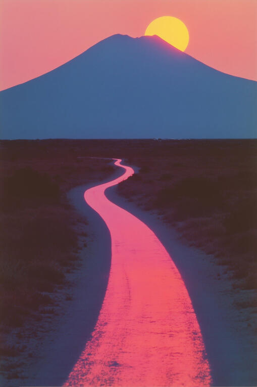 Winding road through mountains at sunset, symbolizing a clear strategic path